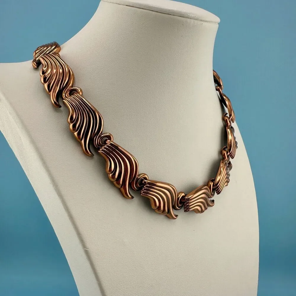 Vintage Renoir Necklace Copper Wing Shaped Links Adjustable 14